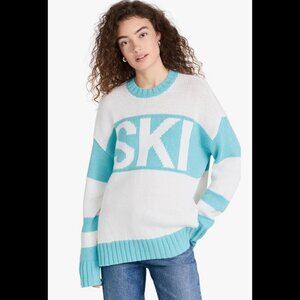 NWT!  Show Me Your Mumu Ski In Sweater Size M, light blue & white